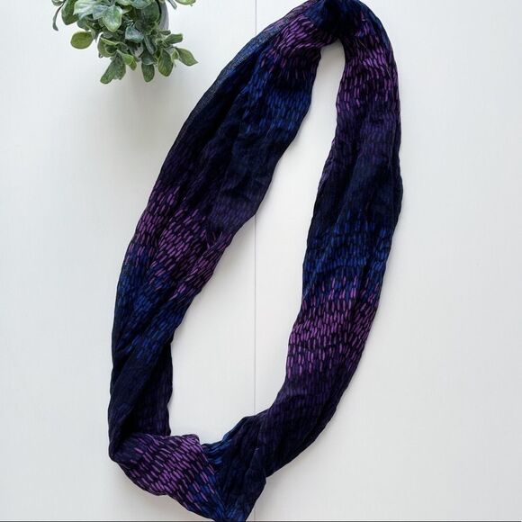 Calvin Klein Black, Purple & Blue Dot Patterned Lightweight Infinity Loop Scarf - Picture 1 of 7
